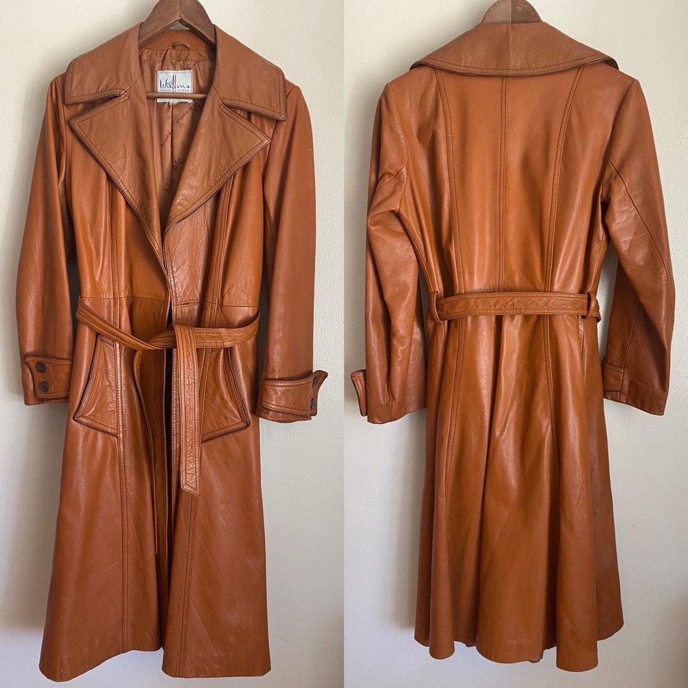 Wilsons Leather Women's Cognac Leather Trench Coat